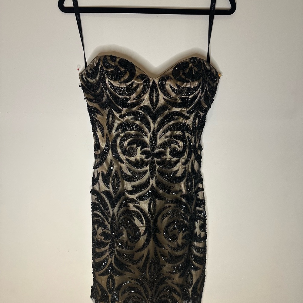 Beaded Black Strapless Dress